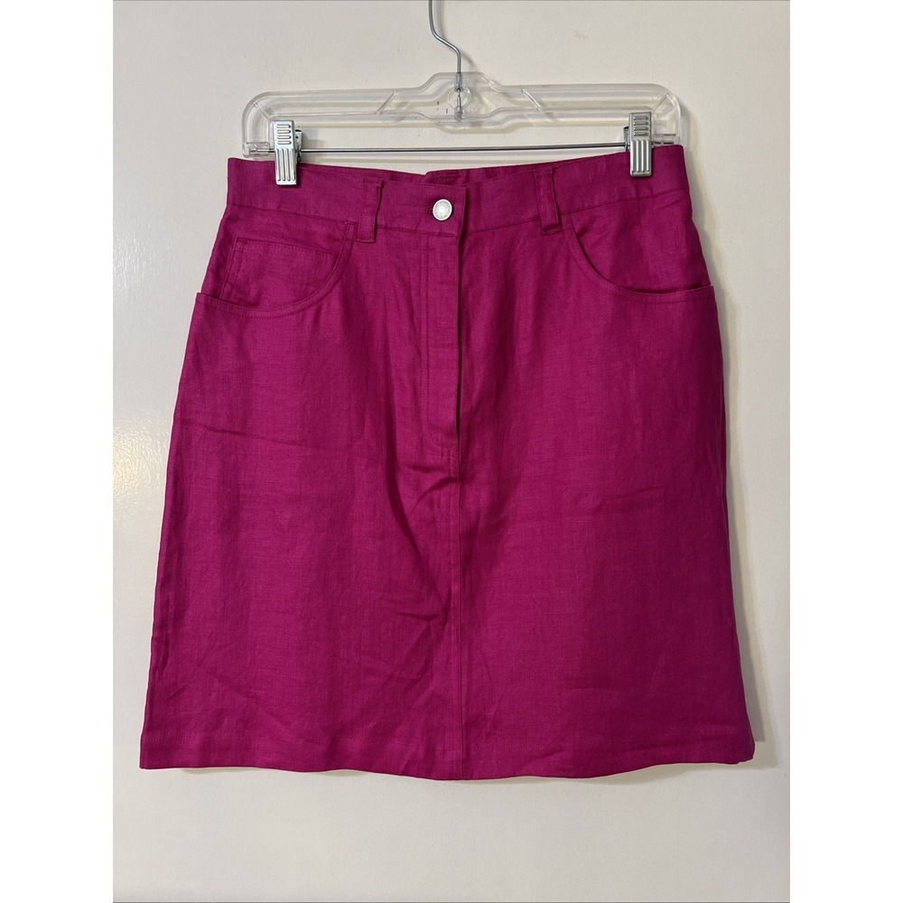 lauren ralph lauren High Waist‎ hot Pink  Skirt Size 10 Linen 100% Boho Vacation